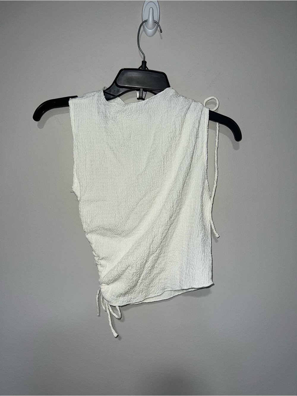 H&M White Textured Tank with Side Ties New White cream top divided H&M small